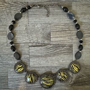 Elegant Black and Yellow Statement Necklace